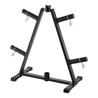Weight Plate Storage Rack for Barbells, Kettlebells, and Home Gyms - Black