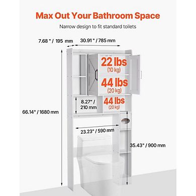 Over-Toilet Bathroom Cabinet with Flexible Storage, Anti-Tip Safety, and Clean Design
