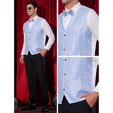 Metallic Vest for Men Disco Sparkly Waistcoat Sleeveless Glitter Waistcoat