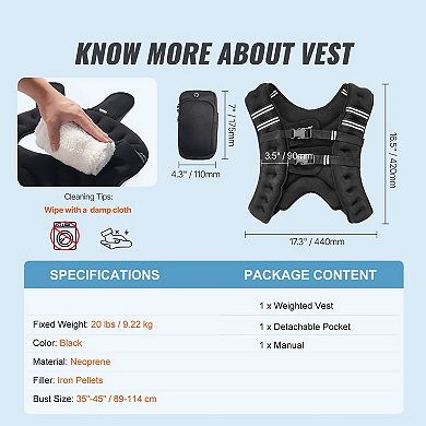 Workout Weighted Vest with Front and Back Pockets - Black