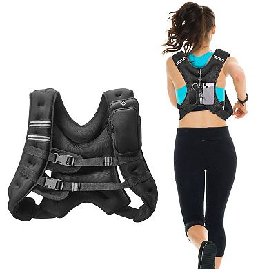 Workout Weighted Vest with Front and Back Pockets - Black