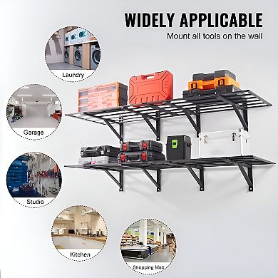 Workshop Wall Shelf System with Adjustable Metal Racks for Tools and Gear