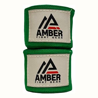 Amber Fight Gear 180" Semi-Elastic Hand Wraps Hook & Loop for Boxing, Muay Thai, Sold as a Set of 2