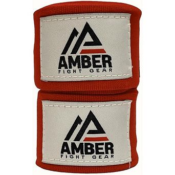 Amber Fight Gear 180" Semi-Elastic Hand Wraps Hook & Loop for Boxing, Muay Thai, Sold as a Set of 2
