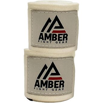 Amber Fight Gear 180" Semi-Elastic Hand Wraps Hook & Loop for Boxing, Muay Thai, Sold as a Set of 2