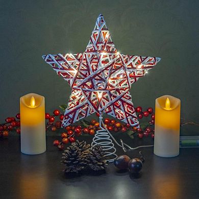 Red Rattan Star Christmas Tree Topper