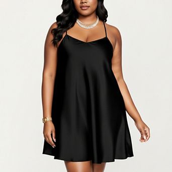 Women's PLus Size Satin Slip Dress with Soft Draping Fabric and Adjustable Spaghetti Straps