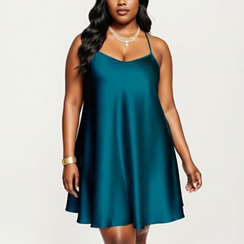 Women's PLus Size Satin Slip Dress with Soft Draping Fabric and Adjustable Spaghetti Straps