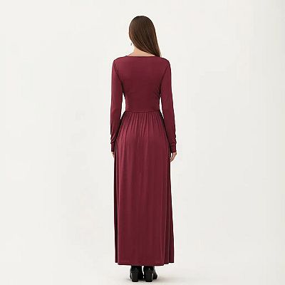 v neck long sleeve the sides split maxi dress 24seven Comfort Apparel Women's Long Sleeve V Neck Side Slit Maxi Dress, 1X
