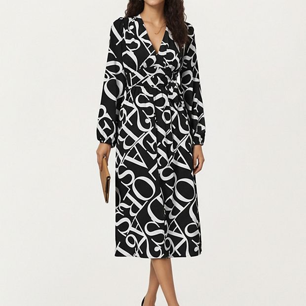 chinese dress ladies Natan Alpi Black + Cream Abstract Print Maxi Dress – Timeless main image 1