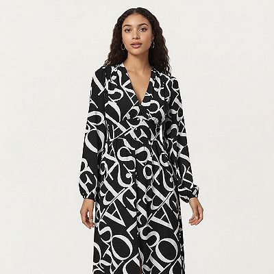 black and white wrap dress Gingham Belt Maxi - Black/White Elevate your warm Scribble Dot Print Stretch Plisse