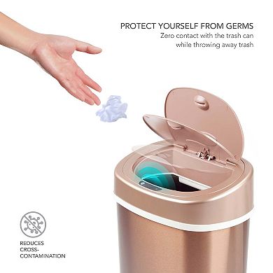 Ninestars Classic Oval 4-Gallon Gold Stainless Steel Motion Sensor Trash Can