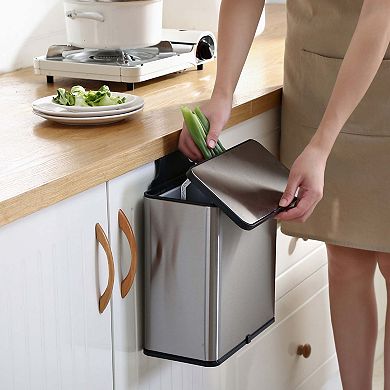 Ninestars Hanging 0.8-Gallon Stainless Steel Countertop Compost Trash Can