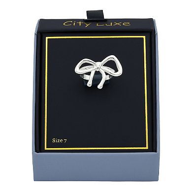 City Luxe Silver-Tone Bow Ring