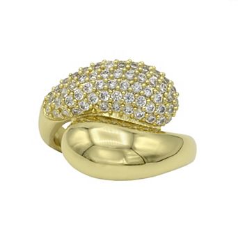 City Luxe Gold-Tone Cubic Zirconia Bypass Ring