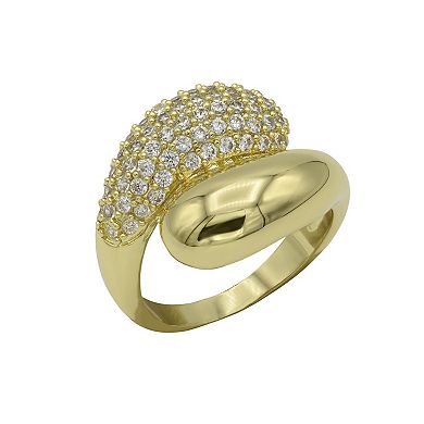 City Luxe Gold-Tone Cubic Zirconia Bypass Ring