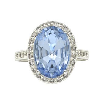 City Luxe Silver-Tone Cubic Zirconia & Blue Crystal Ring