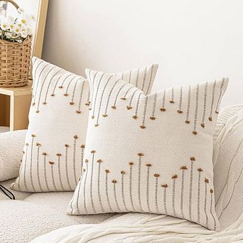 2 pc Elegant Embroidered Throw Pillow Cases