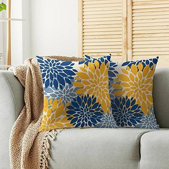 2 pc Floral Print Throw Pillow Cases