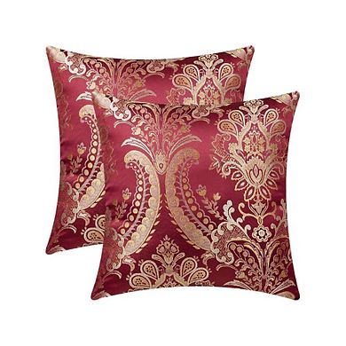 2-Piece Damask Embroidered Throw Pillow Cases