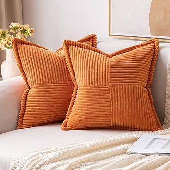2 pc Decorative Textured Throw Pillow Cases