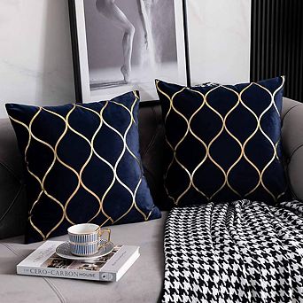 2 pc Velvet Accent Throw Pillow Cases