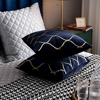 2-Piece Velvet Accent Throw Pillow Cases