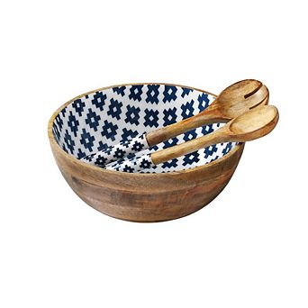 Large Mango Wood Salad Bowl Set