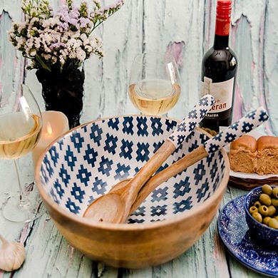 Large Mango Wood Salad Bowl Set