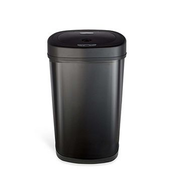 Ninestars Classic Rectangular 13-Gallon Black Stainless Steel Motion Sensor Trash Can