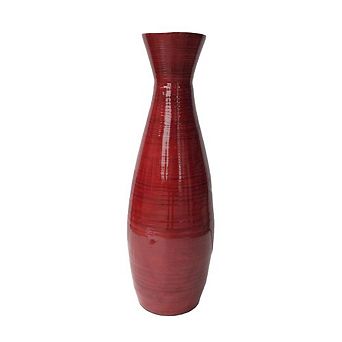 Tall Red Bamboo Ornamental Vase