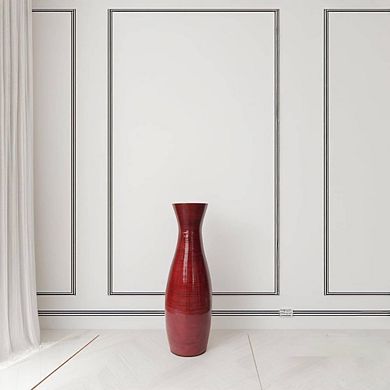 Tall Red Bamboo Ornamental Vase