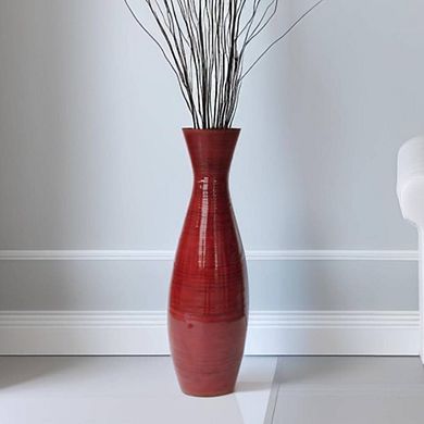 Tall Red Bamboo Ornamental Vase
