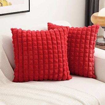 2 pc Fluffy Faux Throw Pillow Cases