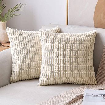 2 pc Stylish Corduroy Throw Pillow Cases