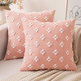 2 pc Minimal Embroidered Throw Pillow Cases