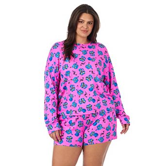 Plus Size Beauty Sleep Social K-Pop Demon Hunters Long Sleeve Pajama Top & Pajama Shorts Set