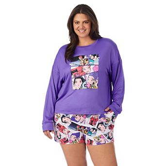 Plus Size Beauty Sleep Social K-Pop Demon Hunters Long Sleeve Pajama Top & Pajama Shorts Set
