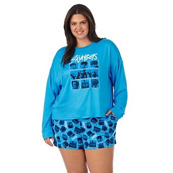 Plus Size Beauty Sleep Social K-Pop Demon Hunters Long Sleeve Pajama Top & Pajama Shorts Set
