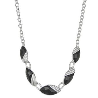 Napier Silver Tone Night Out Frontal Necklace