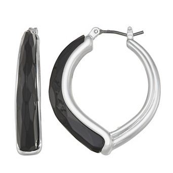 Napier Silver Tone Night Out Hoop Earrings