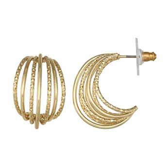 Napier Gold Tone Golden Orbit C-Hoop Earrings