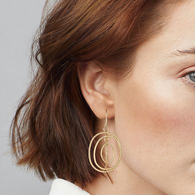 Napier Gold Tone Golden Orbit Orbital Earrings
