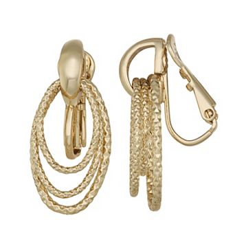Napier Gold Tone Golden Orbit Drop Clip-On Earrings