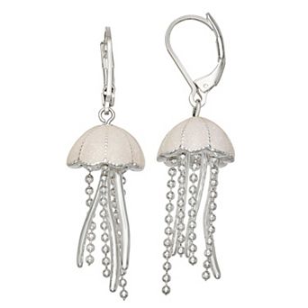 Napier Silver Tone Ocean World Jellyfish Drop Earrings