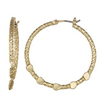 Napier Gold Tone Beaded Hoop Earrings