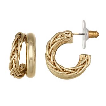 Napier Gold Tone Double Hoop Earrings