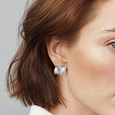 Napier Silver Tone Open C-Hoop Earrings