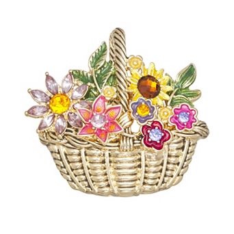 Napier Gold Tone Flower Basket Pin