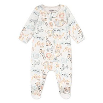 Newborn Baby Boys Huggies Babywear® 100% Organic Cotton Footed Coverall with Zoo Animals Print